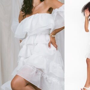 Show Me Your MuMu Ruffle Hi-Lo White Ruffle Dress